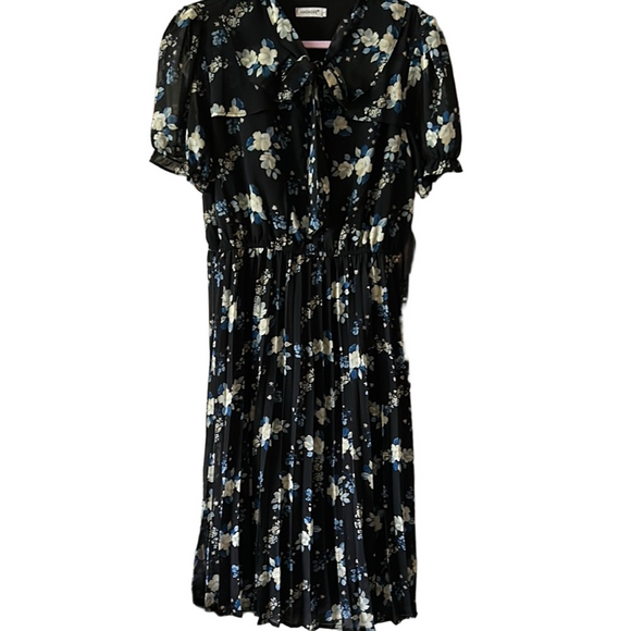 Retro style chiffon work Black floral Dress worn once. - Picture 1 of 6